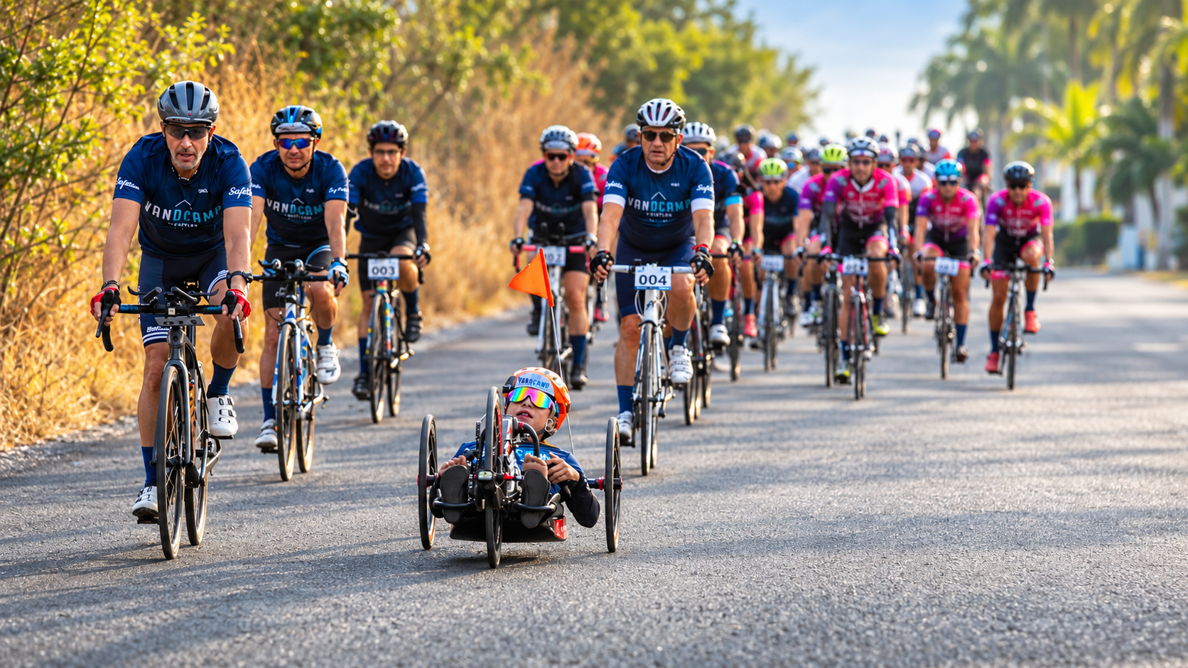 Pelotón VandCamp en rodada de ciclismo inclusiva